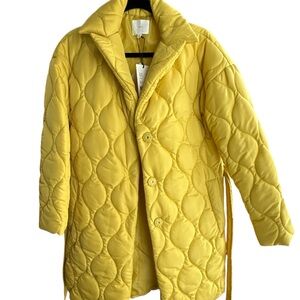 Women's Yellow Quilted Puffer Coat